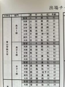 青山学院大学剣友会チームエントリーメンバーの写真